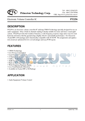 PT2256 datasheet - Electronic Volume Controller IC