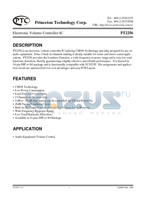 PT2256-S datasheet - Electronic Volume Controller IC