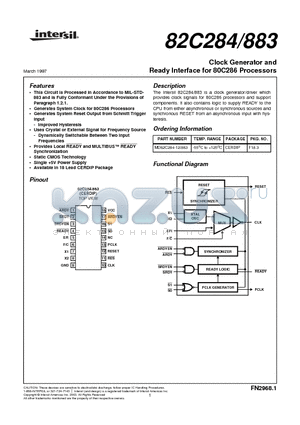 MD82C284-12/883 datasheet - Clock Generator and Ready Interface for 80C286 Processors