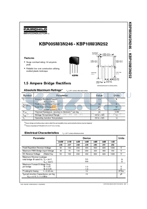 KBP10M/3N252 datasheet - 1.5 Ampere Bridge Rectifiers