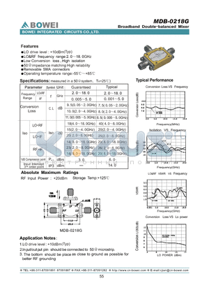 MDB-021G datasheet - Broadband Double-balanced Mixer