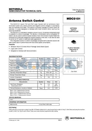 MDC5101 datasheet - ANTENNA SWITCH CONTROLLER