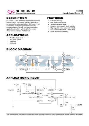 PT2308-S datasheet - Headphone Driver IC