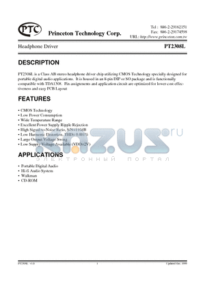 PT2308L-S datasheet - Headphone Driver