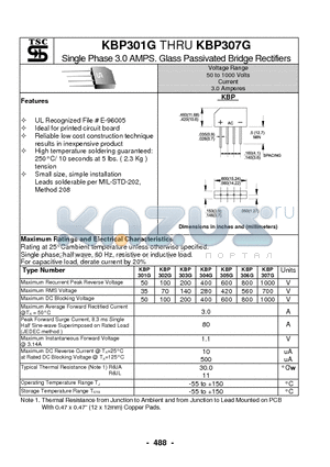 KBP306G datasheet - Single Phase 3.0 AMPS. Glass Passivated Bridge Rectifiers