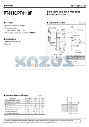 PT4110F datasheet - Side View and Thin Flat Type Phototransistors