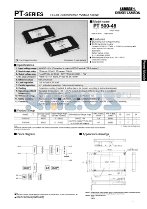 PT500-48 datasheet - DC-DC transformer module 500W