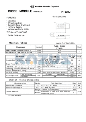 PT508C datasheet - DIODE MODULE 50A/800V