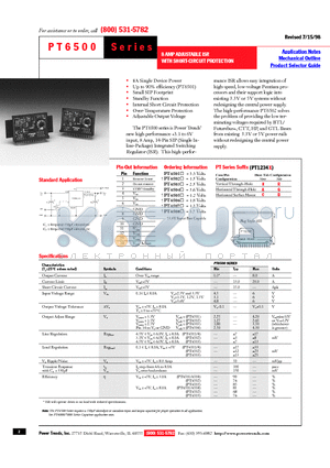 PT6502 datasheet - 8 AMP ADJUSTABLE ISR WITH SHORT-CIRCUIT PROTECTION