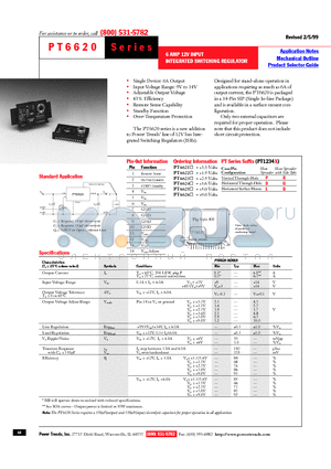 PT6621 datasheet - 6 AMP 12V INPUT INTEGRATED SWITCHING REGULATOR