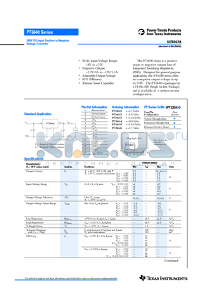 PT6640 datasheet - 24W 12V Input Positive to Negative Voltage Converter