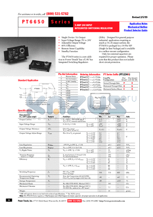 PT6654 datasheet - 5 AMP 24V INPUT INTEGRATED SWITCHING REGULATOR