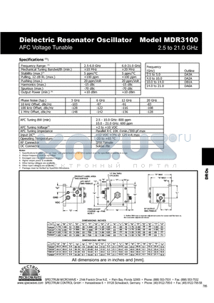 MDR3100 datasheet - Dielectric Resonator Oscillator