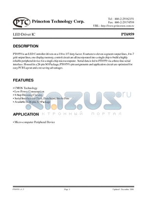 PT6959 datasheet - LED Driver IC