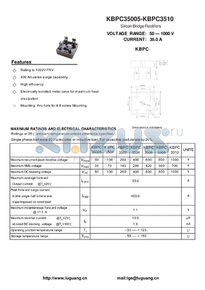 KBPC3510 datasheet - Silicon Bridge Rectifiers