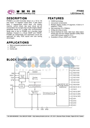PT6965-TX datasheet - LED Driver IC