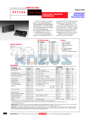 PT7750A datasheet - 15 AMP 24V INPUT BIG-HAMMER III PROGRAMMABLE ISR