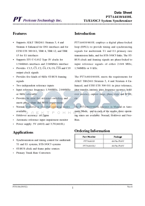 PT7A4410 datasheet - T1/E1/OC3 System Synchronizer
