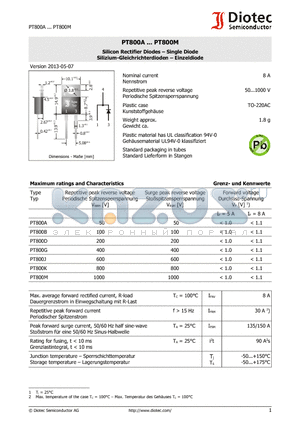 PT800A_13 datasheet - Silicon Rectifier Diodes . Single Diode