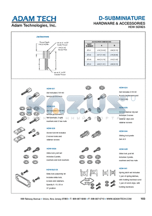 HDW-043A datasheet - D-SUBMINIATURE HARDWARE & ACCESSORIES