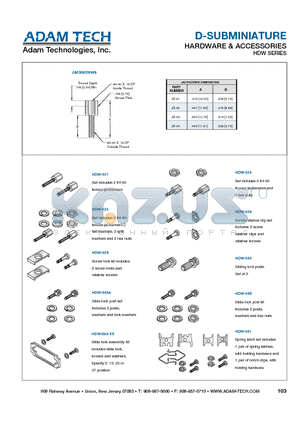 HDW-023 datasheet - D-SUBMINIATURE HARDWARE & ACCESSORIES