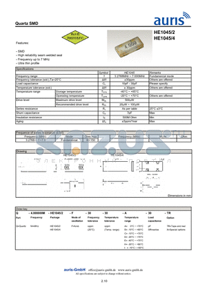 HE1045/4 datasheet - Quartz SMD