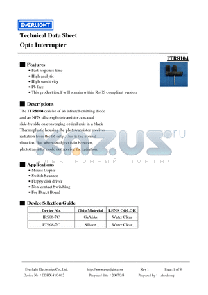 PT908-7C datasheet - Opto Interrupter