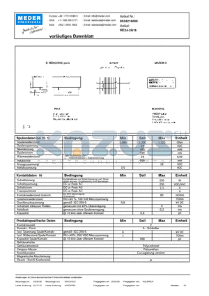 HE24-2A16_DE datasheet - (deutsch) HE Reed Relay