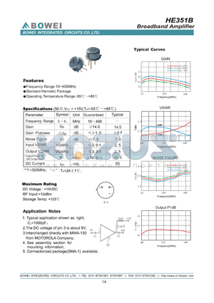 HE351B datasheet - Broadband Amplifier