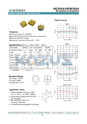 HE395A datasheet - Broadband Amplifier