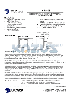 HE4803 datasheet - SECONDARY SURGE 