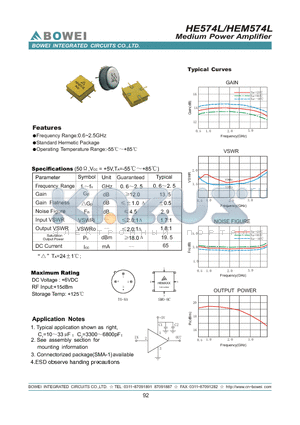 HE574L datasheet - Medium Power Amplifier