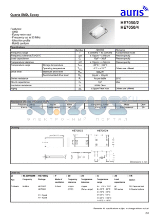 HE7050 datasheet - Quartz SMD, Epoxy