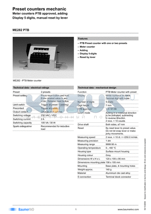 ME282.030A01A datasheet - Preset counters mechanic