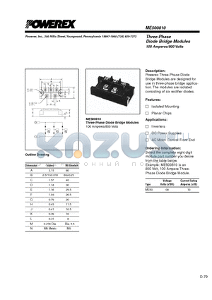 ME500810 datasheet - Three-Phase Diode Bridge Modules (100 Amperes/800 Volts)