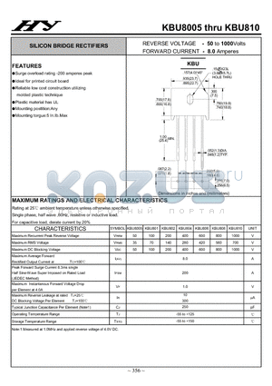 KBU8005 datasheet - SILICON BRIDGE RECTIFIERS