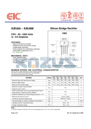 KBU8M datasheet - Silicon Bridge Rectifier