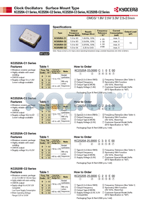 KC2520B-C2 datasheet - CMOS/ 1.8V/ 2.5V/ 3.3V/ 2.52.0mm