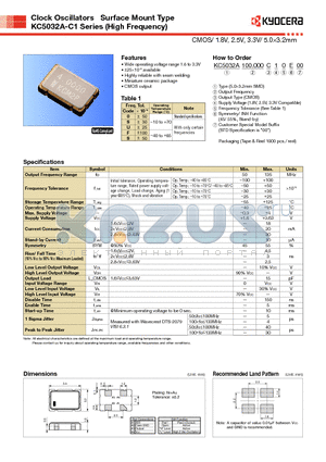KC5032A-C1 datasheet - CMOS/ 1.8V, 2.5V, 3.3V/ 5.03.2mm