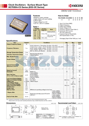 KC7050A-C3 datasheet - CMOS/ 3.3V/ 7.05.0mm