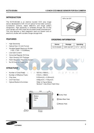 KC73125UBA datasheet - 1/3 INCH CCD IMAGE SENSOR FOR EIA CAMERA