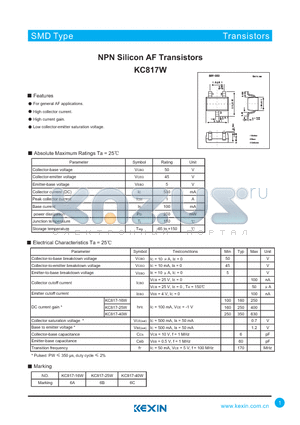 KC817W datasheet - NPN Silicon AF Transistors