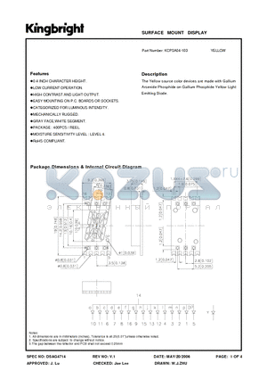 KCPSA04-103 datasheet - SURFACE MOUNT DISPLAY