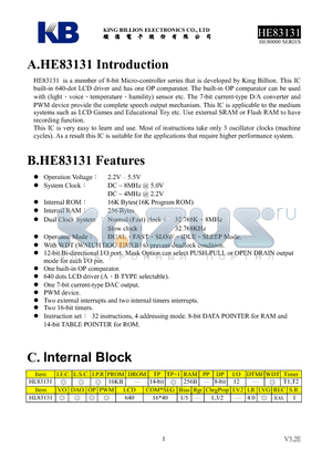 HE83131 datasheet - 8-BIT MICRO-CONTROLLER