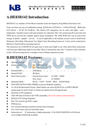 HE83R142 datasheet - 8-BIT MICRO-CONTROLLER