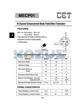 MECP01 datasheet - N-Channel Enhancement Mode Field Effect Transistor