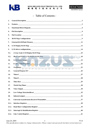 HE84760B datasheet - 8-bit Micro-controller