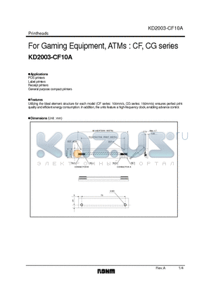 KD2003-CF10A datasheet - For Gaming Equipment, ATMs : CF, CG series