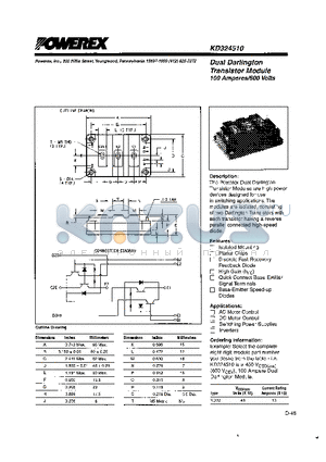 KD324510 datasheet - Dual Darlington Transistor Module (100 Amperes/600 Volts)