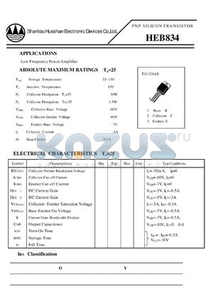 HEB834 datasheet - PNP SILICON TRANSISTOR